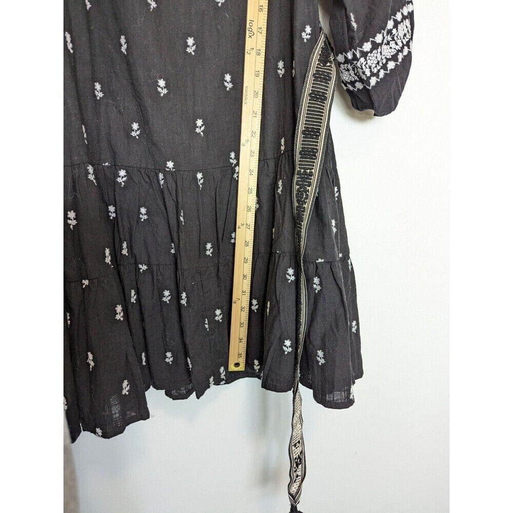 Cleobella Dress Women Size XS Black Revolve Boho Tribal Indie Embroidered Fringe - Picture 14 of 14